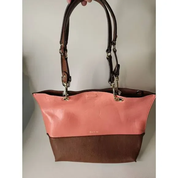 Calvin Klein Novelty PVC Reversible Tote Salmon/Browm Luggage - Picture 6 of 7